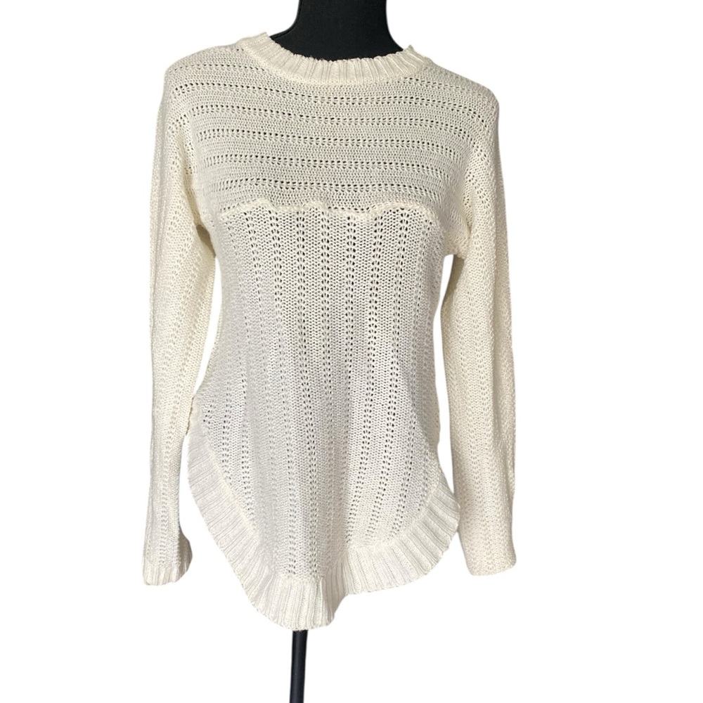 Cozy Coquette Bohemian Soft Girl Open Knit Romantic Audrey Lane Cream Sweater L